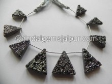 Platinum Druzy Far Faceted Triangle Shape Beads